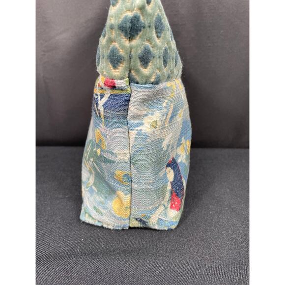 Handmade Bag, Unique One of a Kind Mixed Fabric, Asian Themed Satchel, Blue Hues - Picture 3 of 6